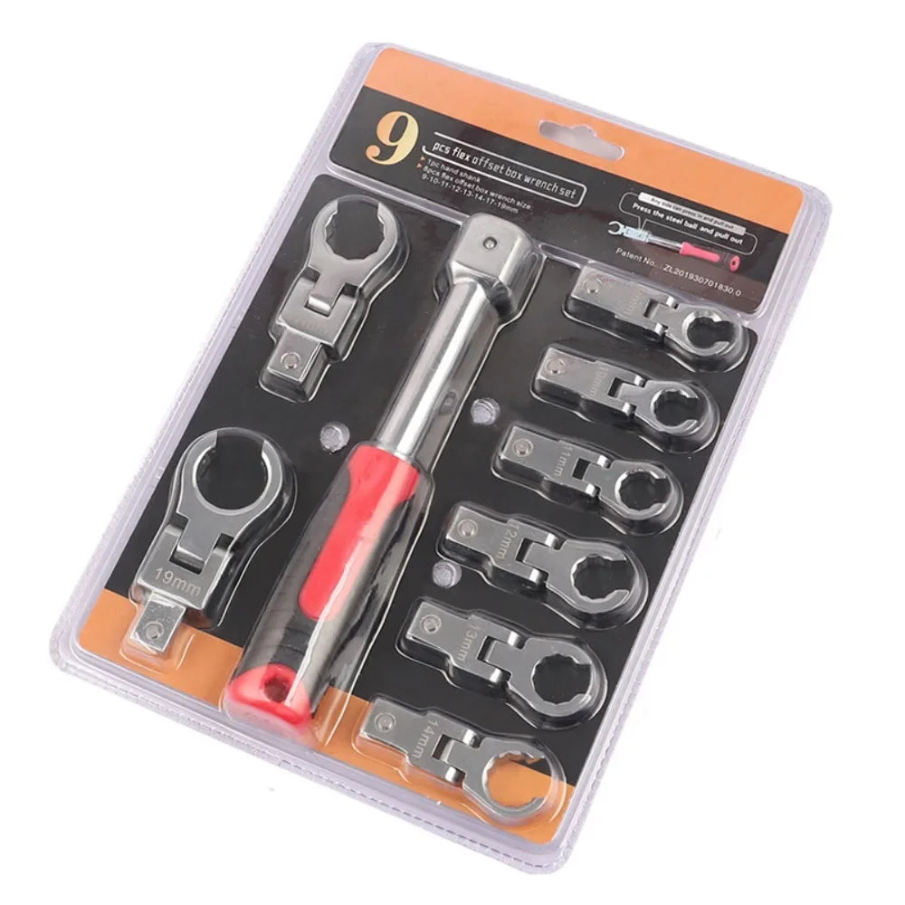 TOTNEND Ratchet Wrench Set 180° Rotatable Interchangeable Heads Ratchet Wrench Set Richie's