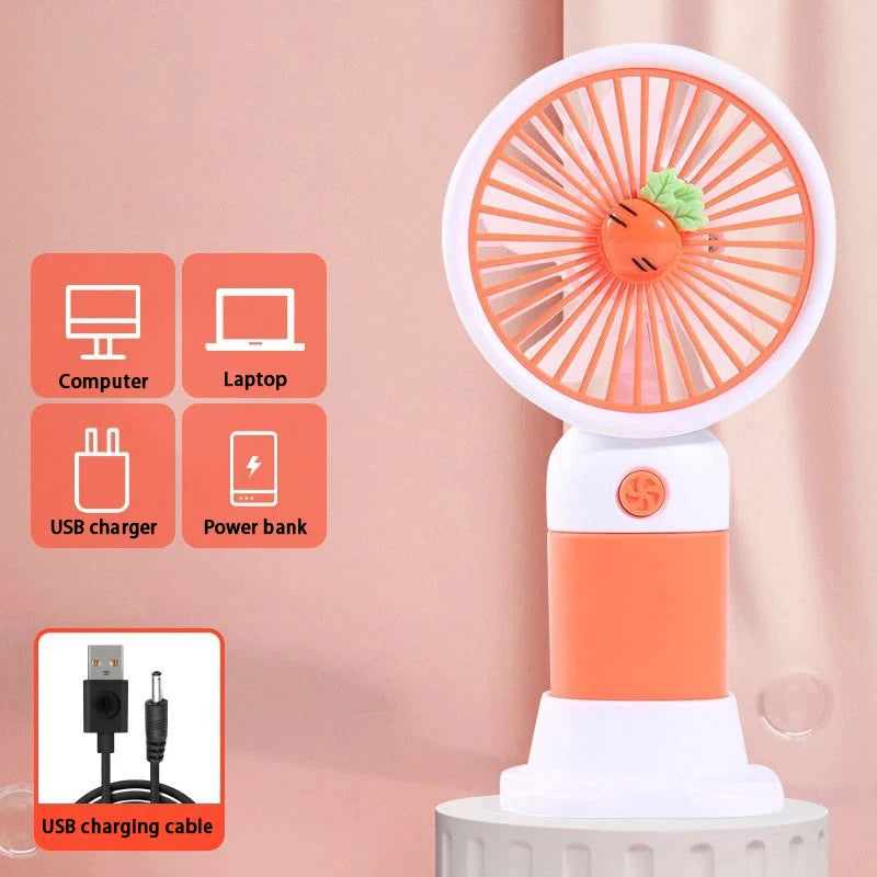 Mini USB Rechargeable Portable Handheld Fan | Travel Office Portable Handheld Fan Richie's Orange