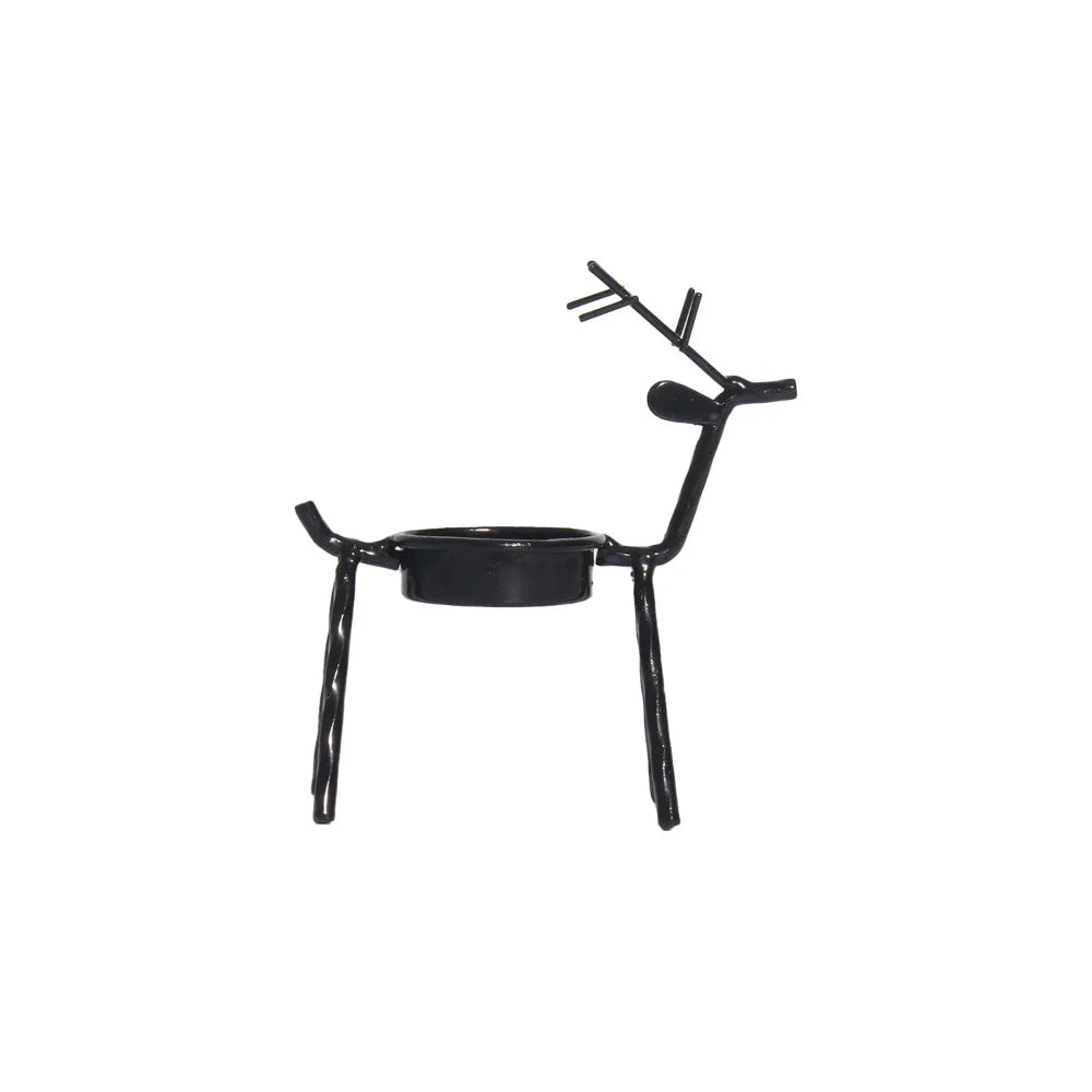 Christmas Reindeer Tealight Holders – Metal Xmas Candle Decor Tealight Candle Holder Richie's Black