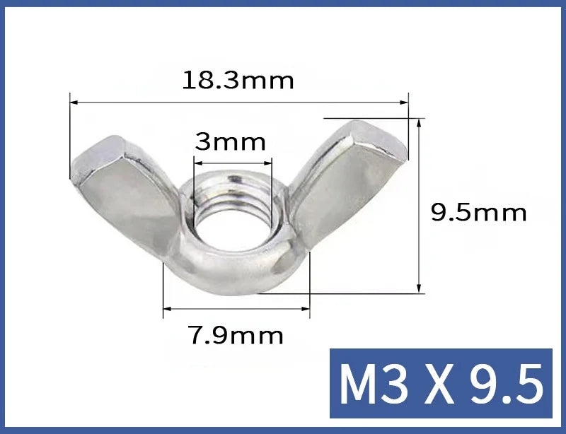 304 Stainless Steel Butterfly Wing Nuts M3–M12 | 2, 5 & 10 Pack Wing Nuts Richie's M3 10PCS