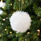 Silver Tinsel Foam Christmas Ball Ornament | Xmas Tree Bauble Christmas Ornament Richie's White Fluff