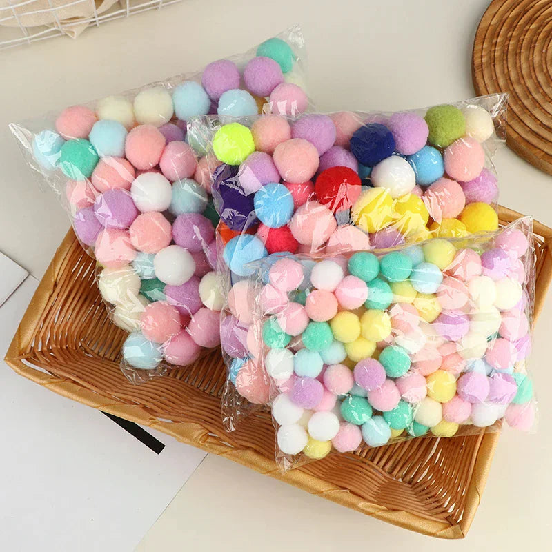 100 Pcs Fluffy Pom Poms 10–30mm | Kids DIY Craft Supplies DIY Craft Supplies Richie's
