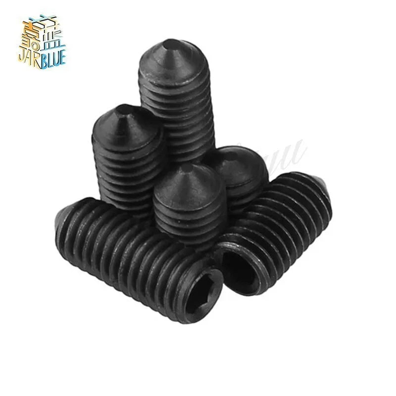 50Pcs DIN914 Grade 12.9 Hex Socket Cone Point Set Screws M2–M4 Hex Socket Set Screws Richie's