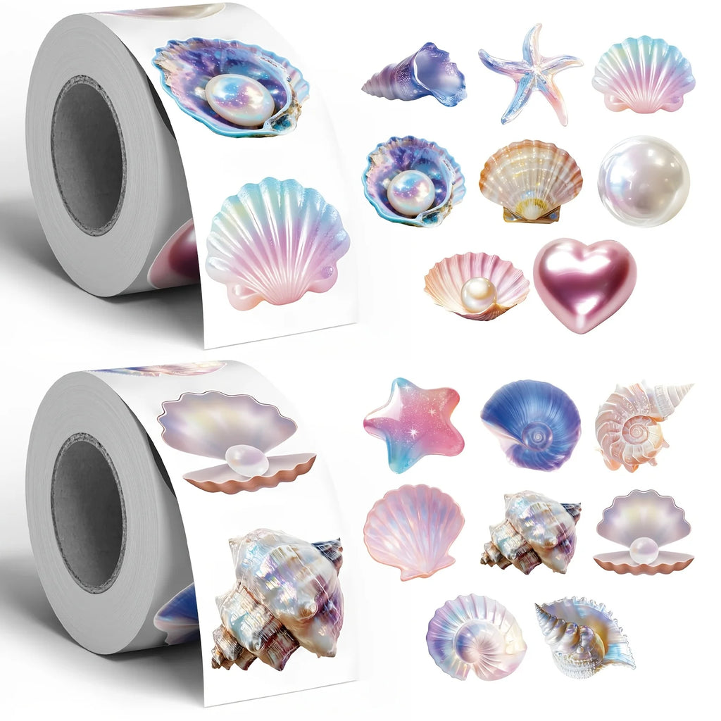 500/1000pcs Pearl Shell Doodle Roll Stickers – Sealing Labels Decorative Stickers Richie's
