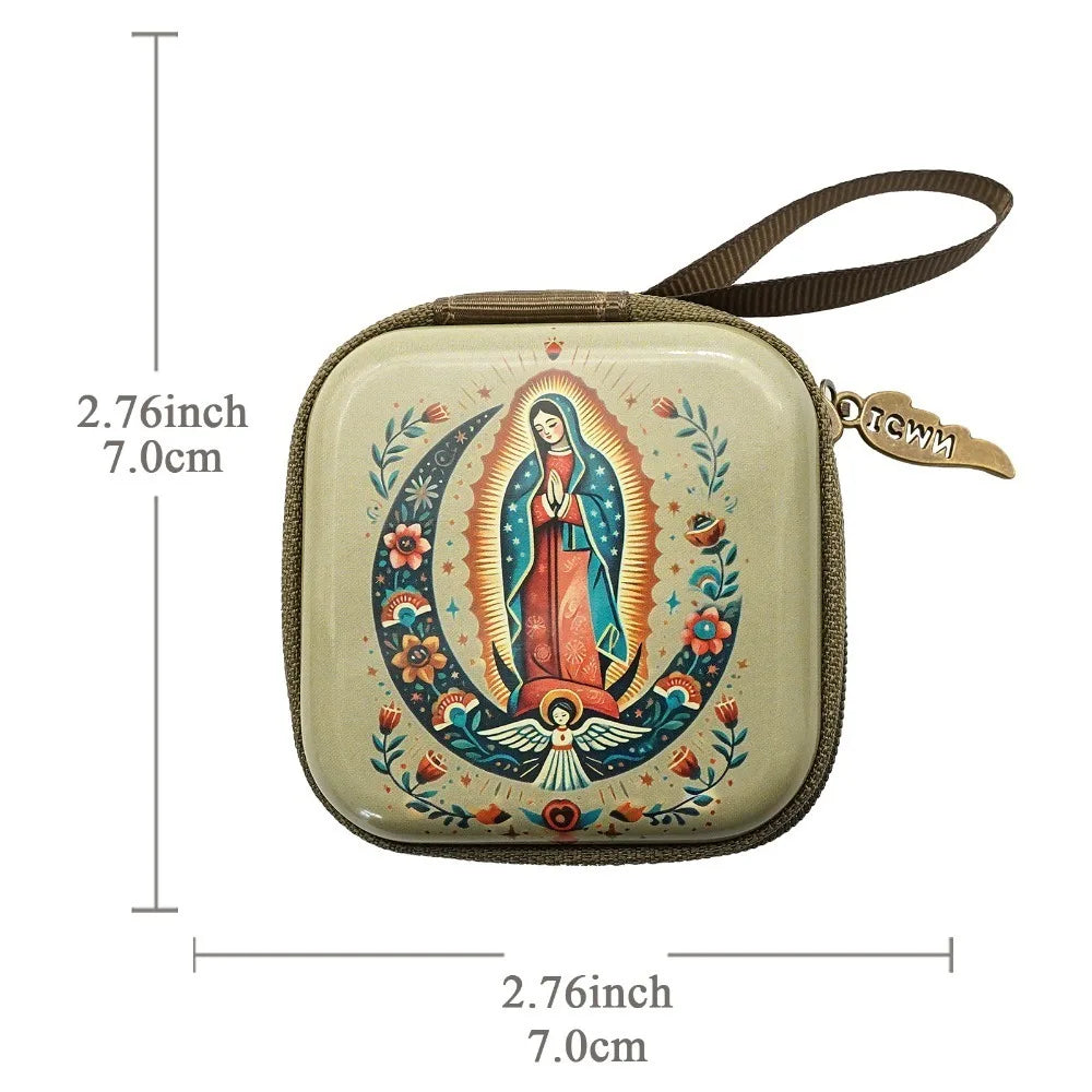Virgin Mary Rosary Storage Bag – Zippered Christian Gift Box Rosary Storage Box Richie's Guadalupe