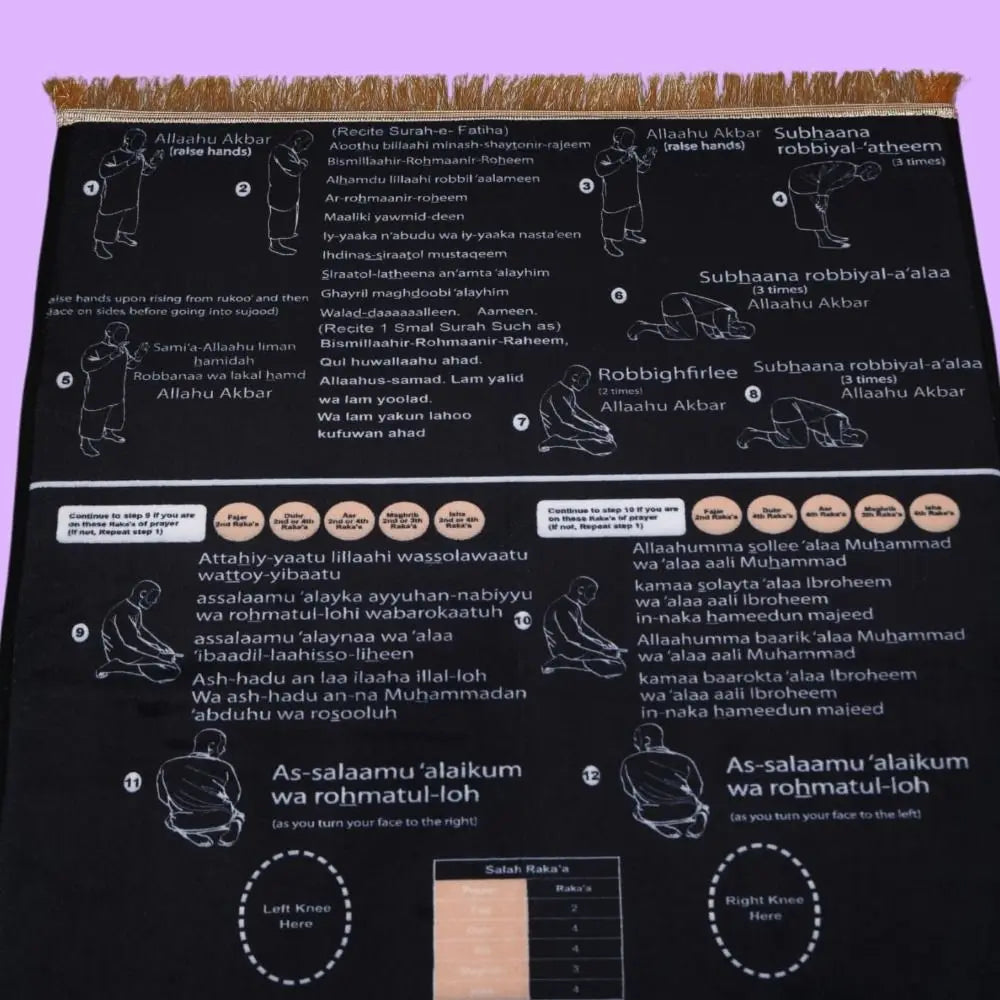 Educational Prayer Mat Foldable Bilingual Visual Guide Non-Slip Educational Prayer Mat Richie's