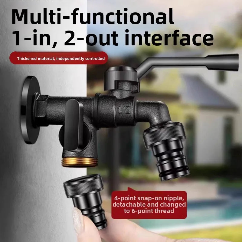 Outdoor Brass Antifreeze Faucet Dual Outlet Wall Mount Garden Tap Garden Faucet Richie's