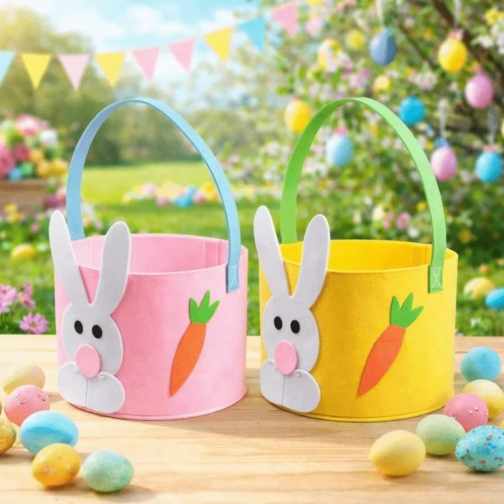 Felt Easter Bunny Candy Gift Bag with Handle | Party Basket Easter Gift Bag Richie's