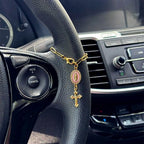 Cross & Virgin of Guadalupe Car Rosary Steering Wheel Chain Car Rosary Ornament Richie's