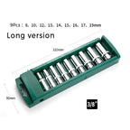Hex Socket Wrench Set 1/4 3/8 1/2" Ratchet Deep Nut Driver Kit Socket Wrench Set Richie's long 9pcs 10mm