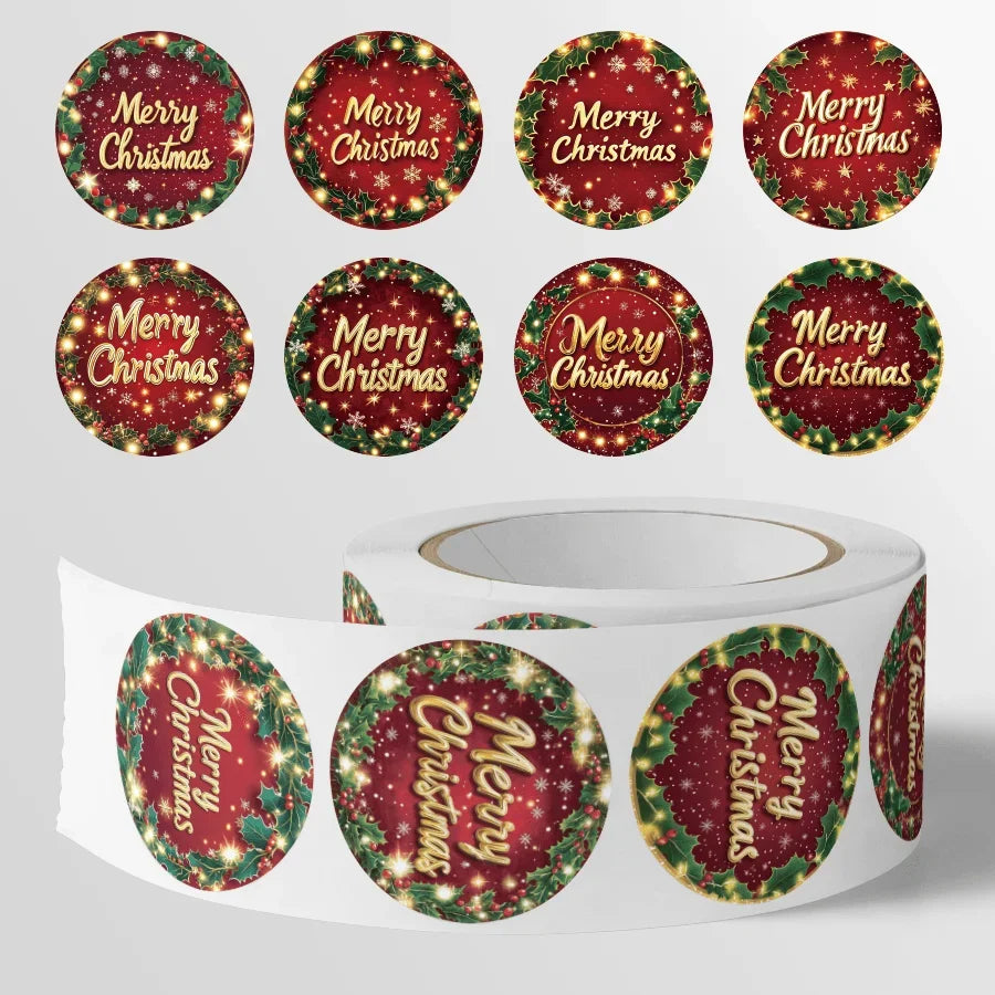 500 Pcs Christmas Round Stickers – Xmas Gift & Craft Labels Christmas Stickers Richie's 1 Roll 500 Pcs