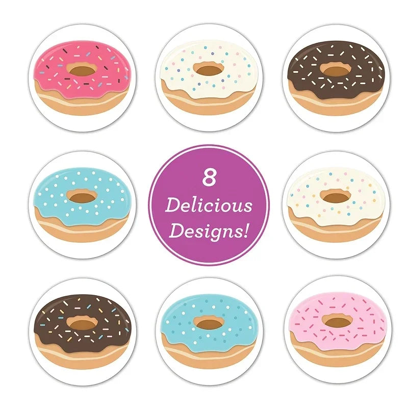 500 Pcs Donut Stickers Roll – DIY Labels & Envelope Seals Decorative Sticker Roll Richie's