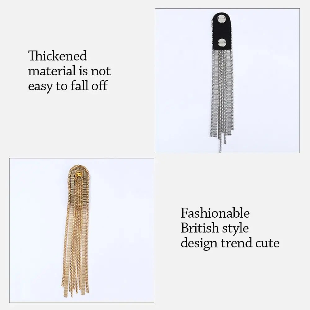 Tassel Epaulette Shoulder Brooch – Beads & Chain, Unisex Shoulder Brooch Richie's