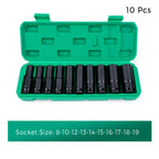 10pc 1/2" Drive Metric Deep Impact Socket Set | Pneumatic Impact Socket Set Richie's 10Pcs 8-19mm