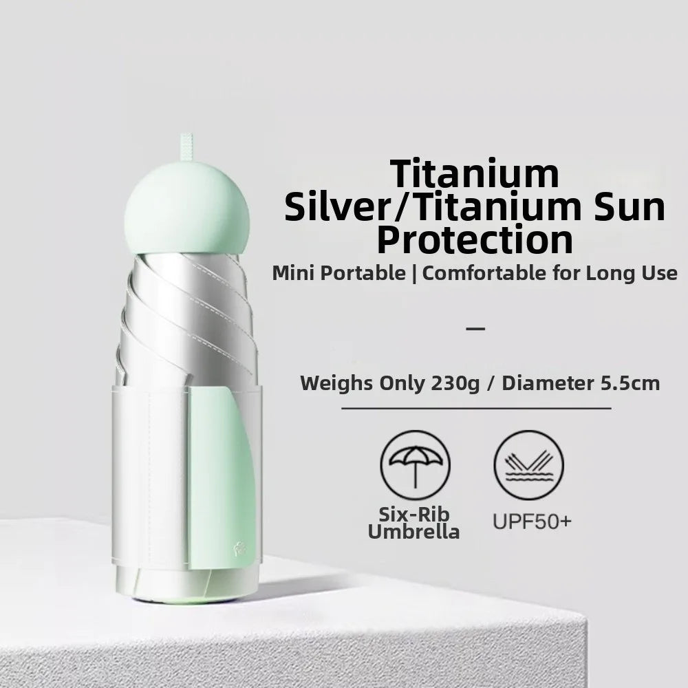 UV Protection Titanium Silver Folding Sun & Rain Umbrella Folding Sun Umbrella Richie's green 6K Aluminum