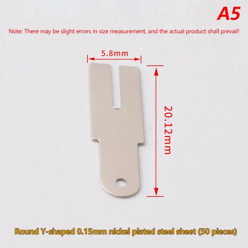 50Pcs T-Shape Nickel Tabs 18650 Battery Spot Welding 0.15mm Battery Welding Tabs Richie's Round Y-shape 50pcs