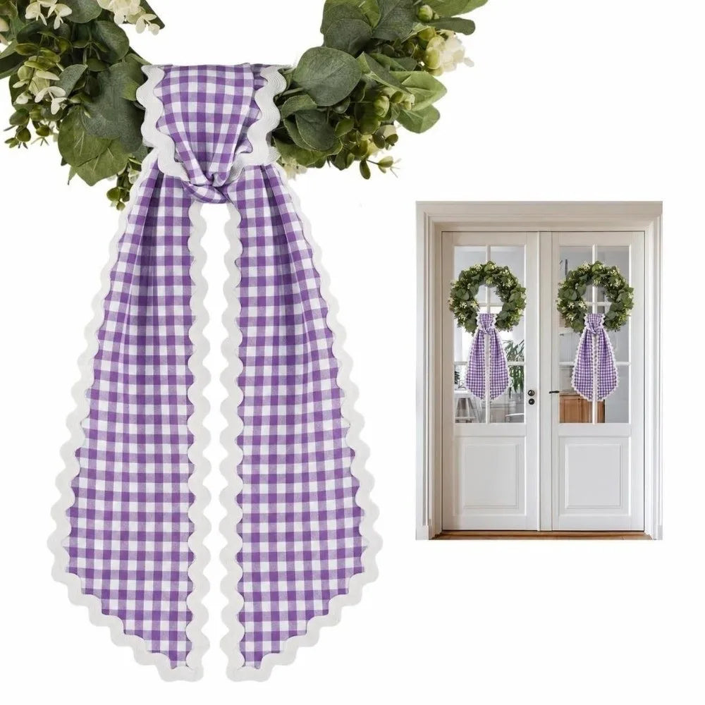 Cloth Wreath Sash Ric Rac Gingham Trim – Basket & Door Décor Decorative Sash Richie's G