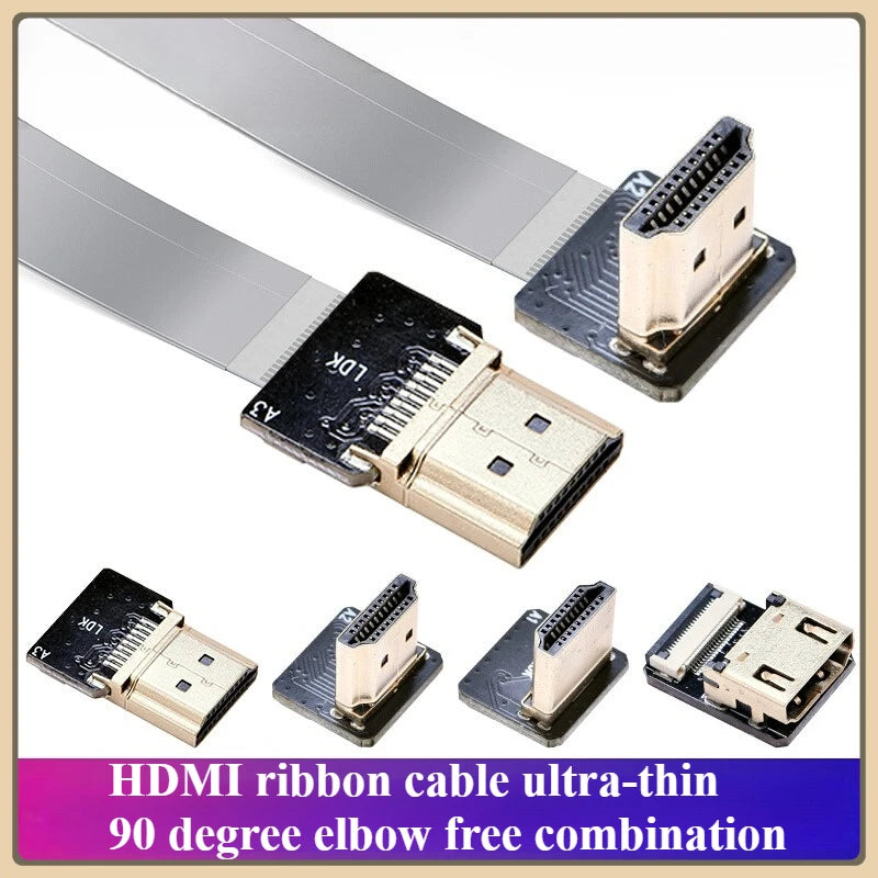 Raspberry Pi 4 Micro HDMI FFC Flat Cable 90° 20-Pin FPV HDMI FFC Cable Richie's