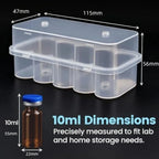 10-Slot Vial Storage Case Clear Stackable Freezer Tube Box Vial Storage Box Richie's for 10ml