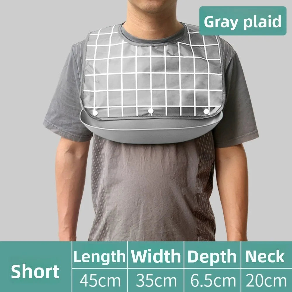 Waterproof Adult Bib Washable Dining Apron S/M/L Adjustable Adult Dining Bib Richie's Grey-S