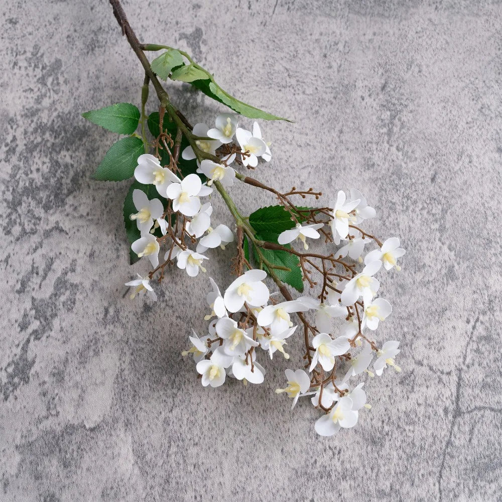 Artificial Peach Blossom Branch 49cm | Faux Floral Home Decor Artificial Flower Branch Richie's White