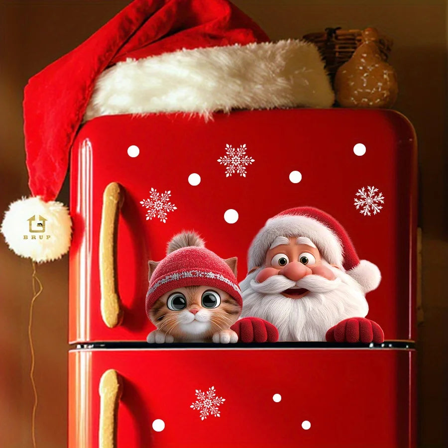 Santa Claus Static Cling Window Sticker – Reusable Xmas Decor Window Cling Decoration Richie's