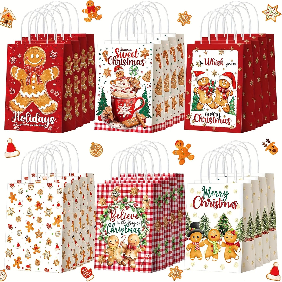 Christmas Paper Treat Bags with Handles – 6/12/24 Pack Christmas Gift Bags Richie's