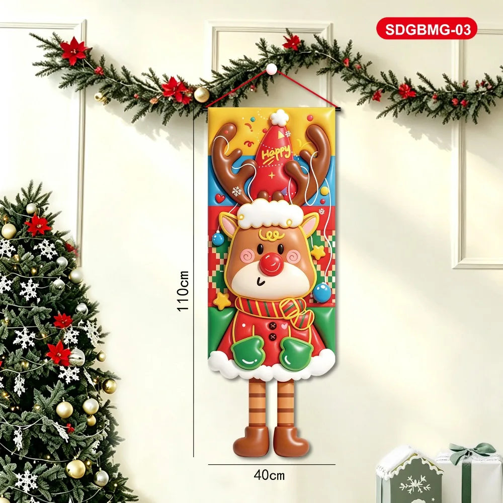 3D Santa Claus Christmas Door Hanging Banner | Holiday Decor Christmas Door Banner Richie's 3