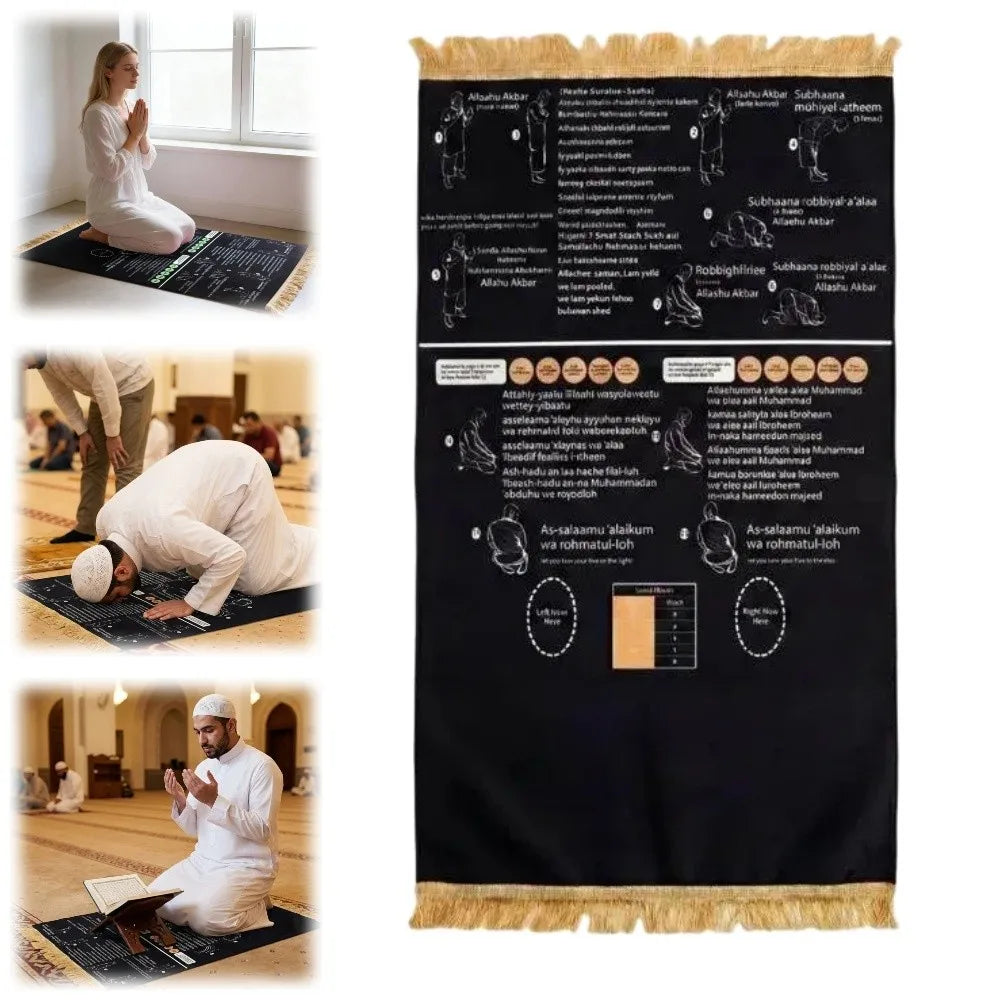 Educational Prayer Mat Foldable Bilingual Visual Guide Non-Slip Educational Prayer Mat Richie's