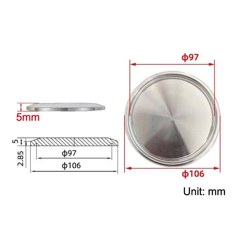 304 Stainless Steel Sanitary Clamp End Cap Fitting 25.4–155mm Sanitary Pipe Fitting Richie's A8