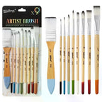 9-Piece Nylon Paint Brush Set – Watercolor, Acrylic & Oil Artist Brush Set Richie's