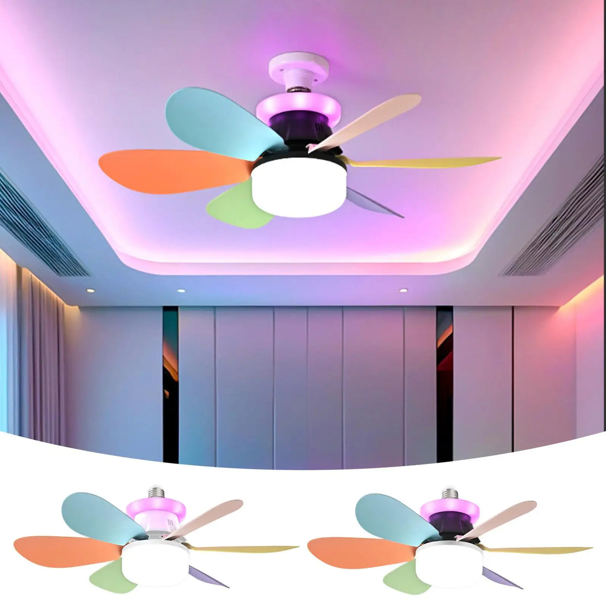 Ceiling Fan with Light & Remote – RGB Dimmable 3-Speed LED LED Ceiling Fan Richie's