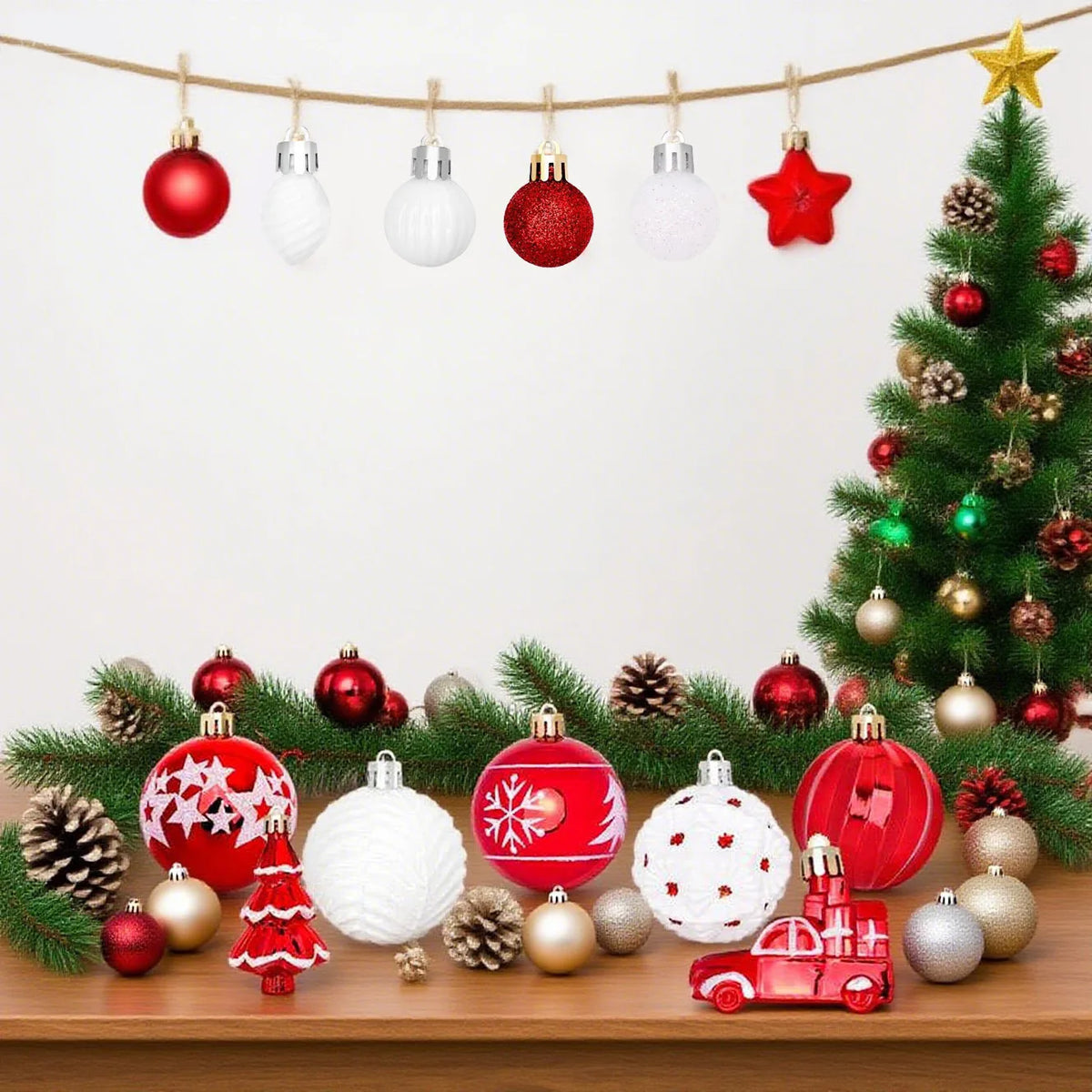 White Christmas Ball Ornaments – Assorted Eco-Friendly Xmas Baubles Christmas Tree Ornaments Richie's