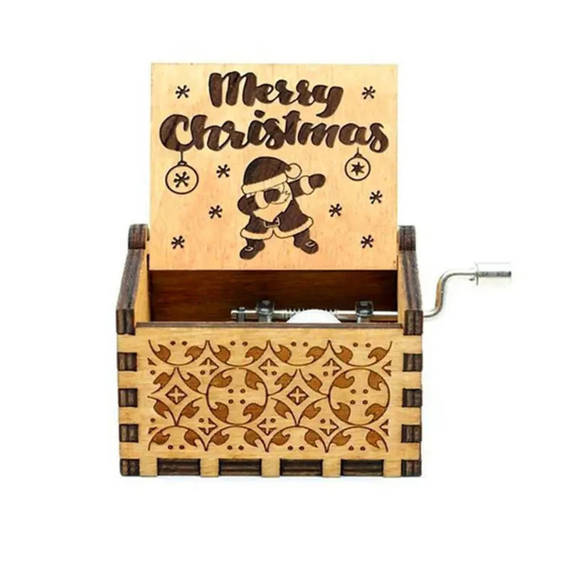 Wooden Hand Crank Music Box – Christmas Theme Holiday Gift Music Box Richie's 04