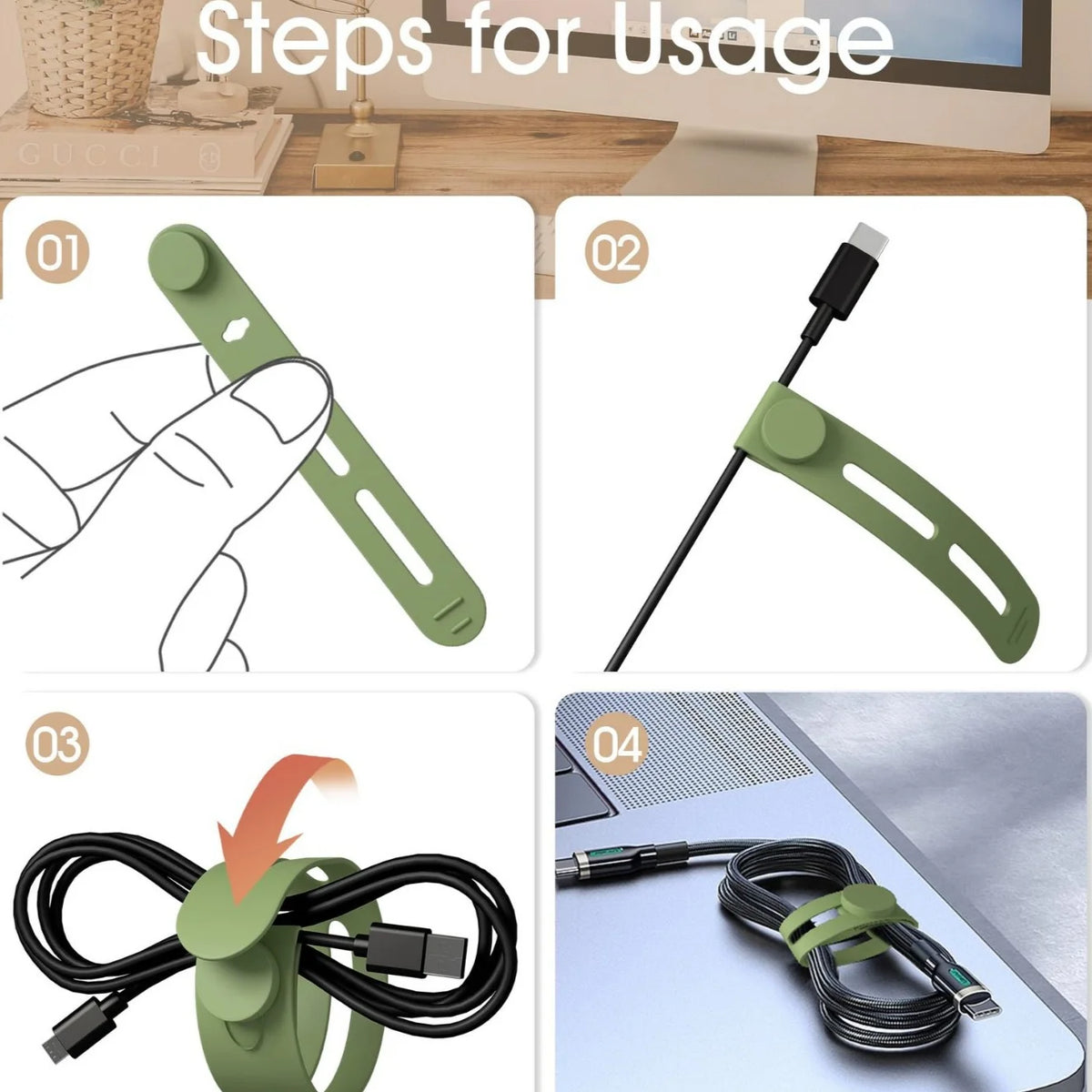 Portable Silicone Cable Organizer Straps – 5/10 Pack Cable Organizer Straps Richie's