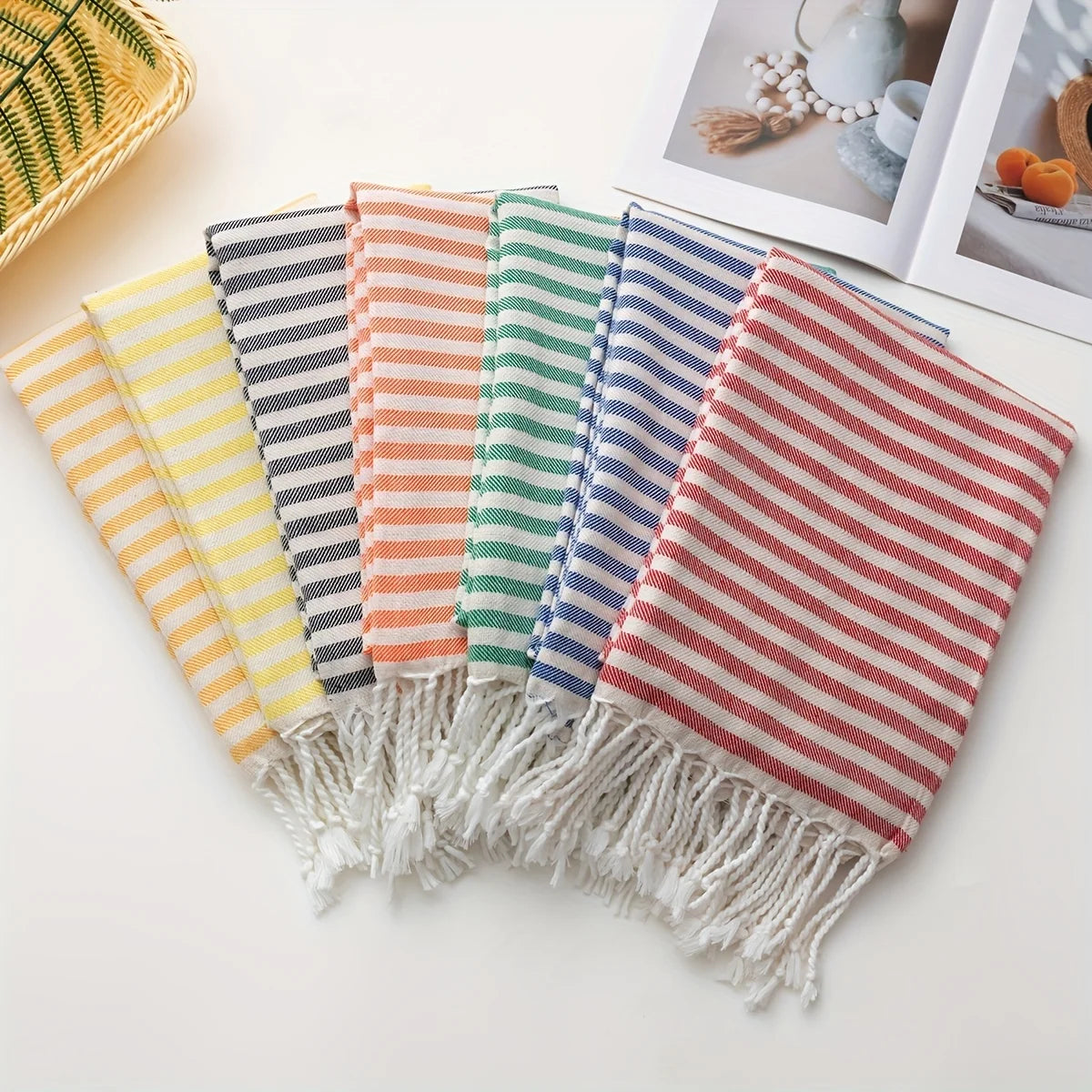 Extra-Large Turkish Beach Towel – Striped Quick-Dry Yellow Beach Towel Richie's