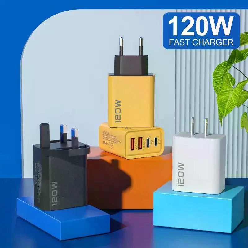 120W 4-Port USB-C Fast Charger Station PD QC3.0 Travel Adapter USB-C Wall Charger Richie's
