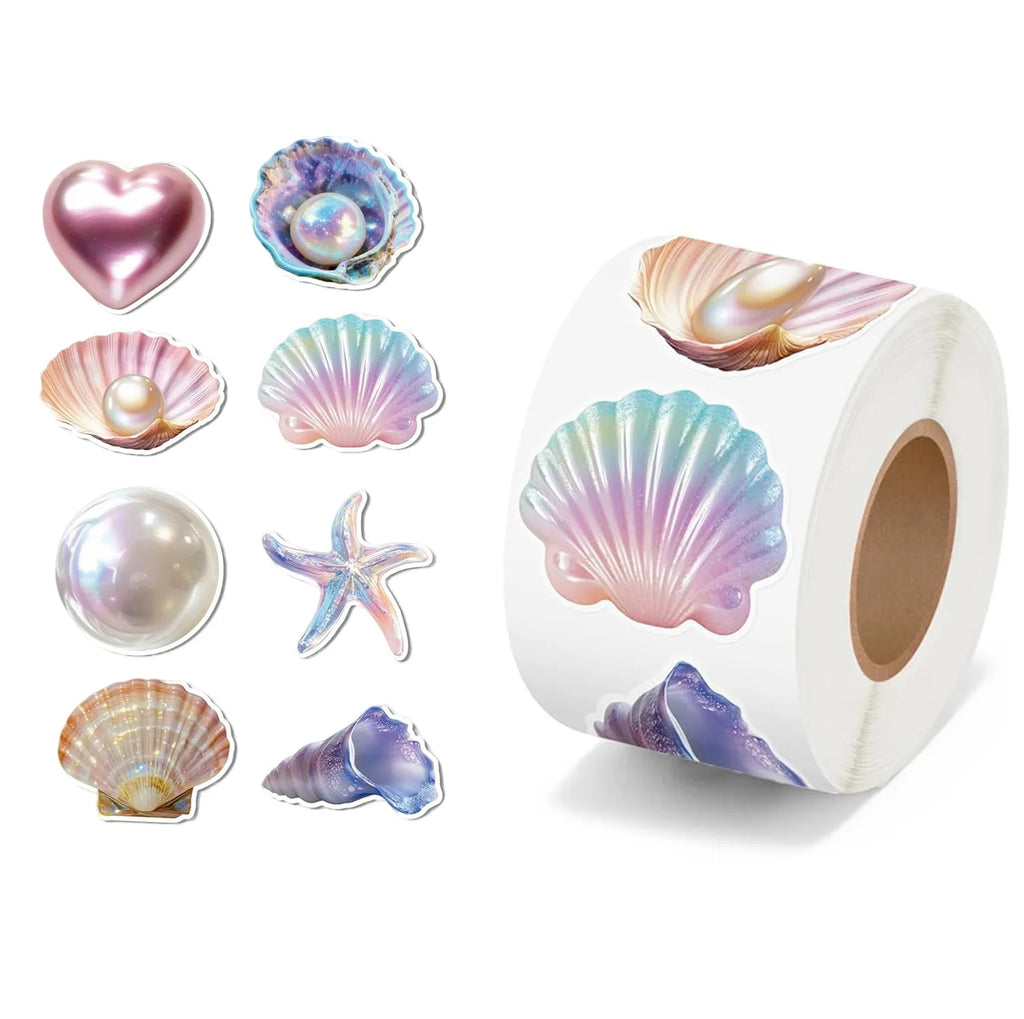 500/1000pcs Pearl Shell Doodle Roll Stickers – Sealing Labels Decorative Stickers Richie's 1roll c1167 one size fits all