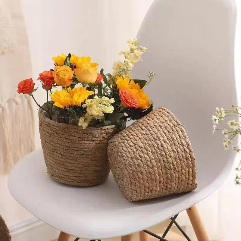 Handwoven Wicker Flower Pot Basket – Natural Rattan Planter Wicker Plant Basket Richie's