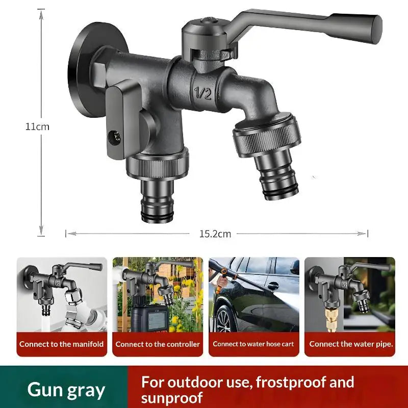 Dual Outlet Zinc Alloy Freeze-Proof Outdoor Garden Faucet Garden Faucet Richie's A