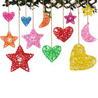 10PCS Rattan Ball Star Heart Moon Fish Xmas Tree Ornaments Christmas Ornaments Richie's