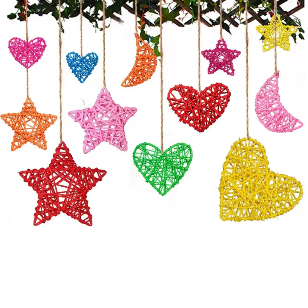 10PCS Rattan Ball Star Heart Moon Fish Xmas Tree Ornaments Christmas Ornaments Richie's