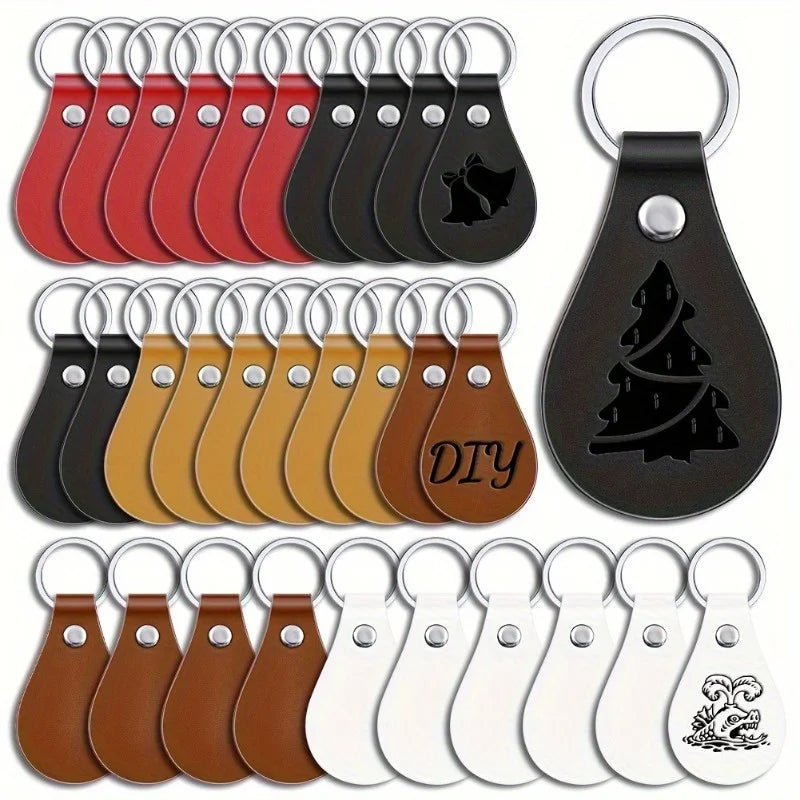 10pcs PU Leather Key Fob Blanks – Laser Engraving Keychain Kit Leather Keychain Blanks Richie's