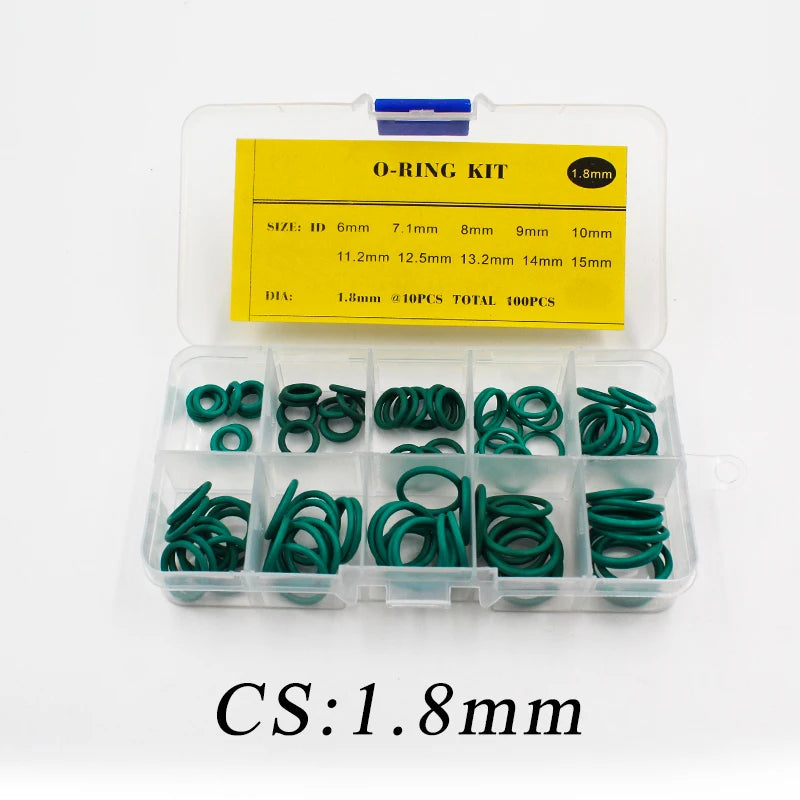 FKM O-Ring Seal Assortment Kit – 6 Sizes Fluorine Rubber O-Ring Seal Kit Richie's BFG100-1.8