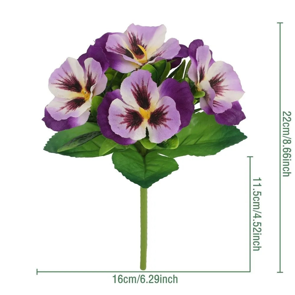Silk Artificial Pansy Flowers – Realistic Faux Rose Bouquet Decor Artificial Flowers Richie's 01-Purple