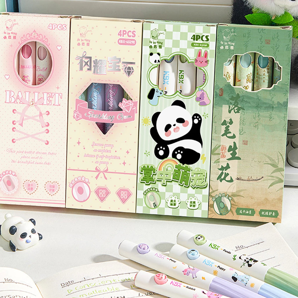4-Pack Themed Gel Pens – Animal, Ballet & Floral 0.5mm Black Ink Gel Pen Set Richie's