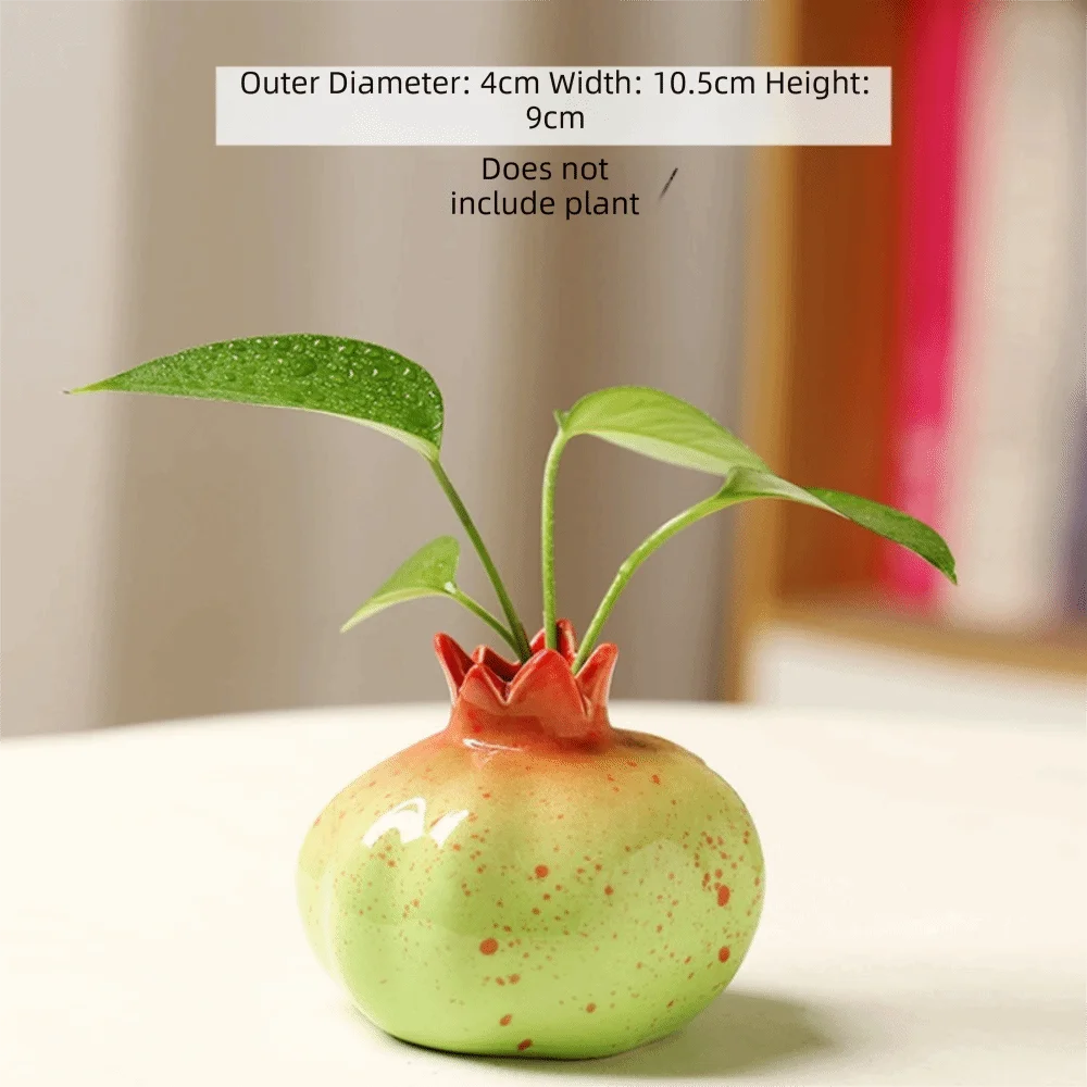 Handmade Ceramic Pomegranate Vase – Tabletop Flower Vase Ceramic Tabletop Vase Richie's Green-L