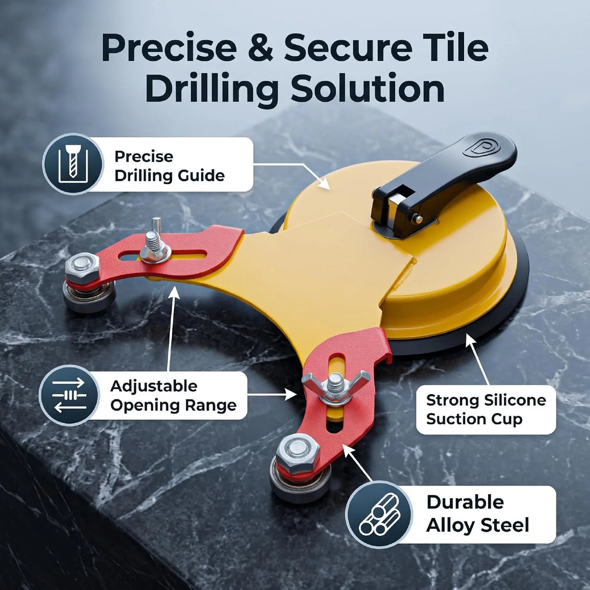 Suction Cup Tile Drill Guide – 30kg Adjustable Drilling Locator Drill Locator Guide Richie's