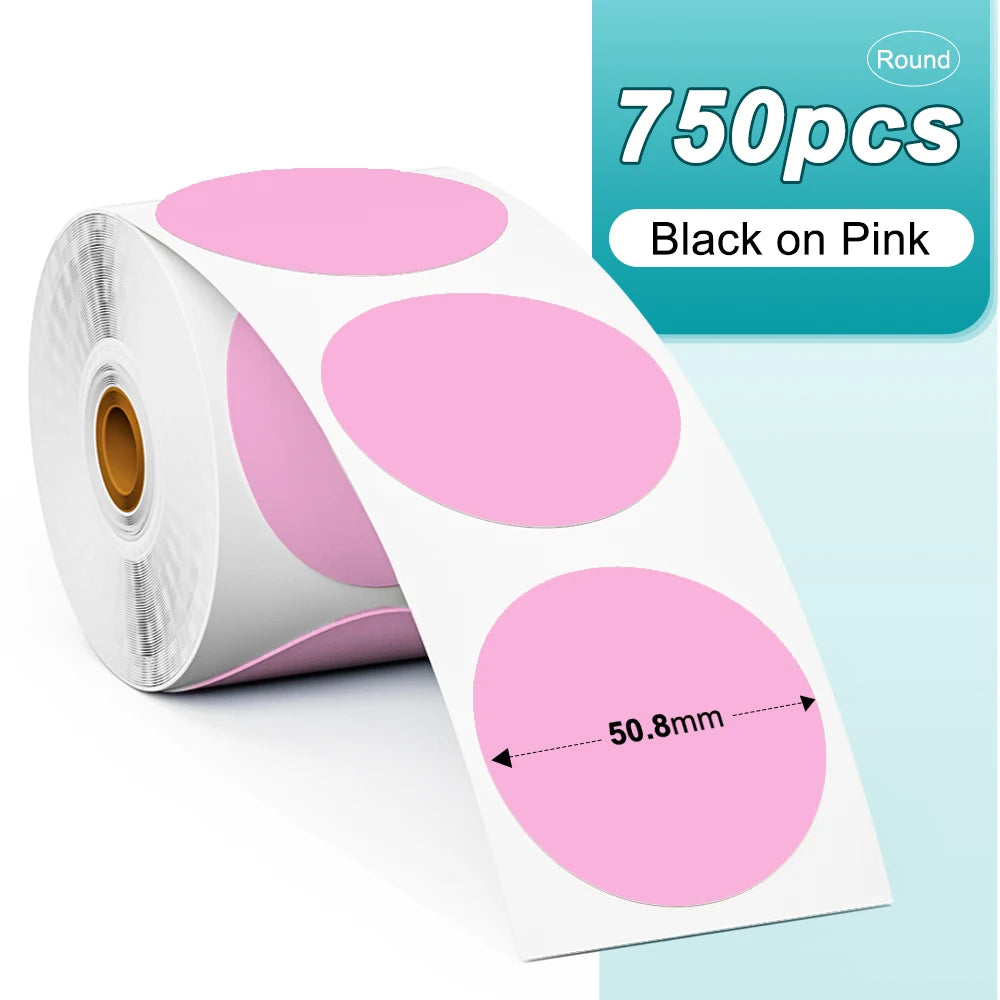 Phomemo 1000pcs Round Thermal Shipping Labels Rainbow Stickers