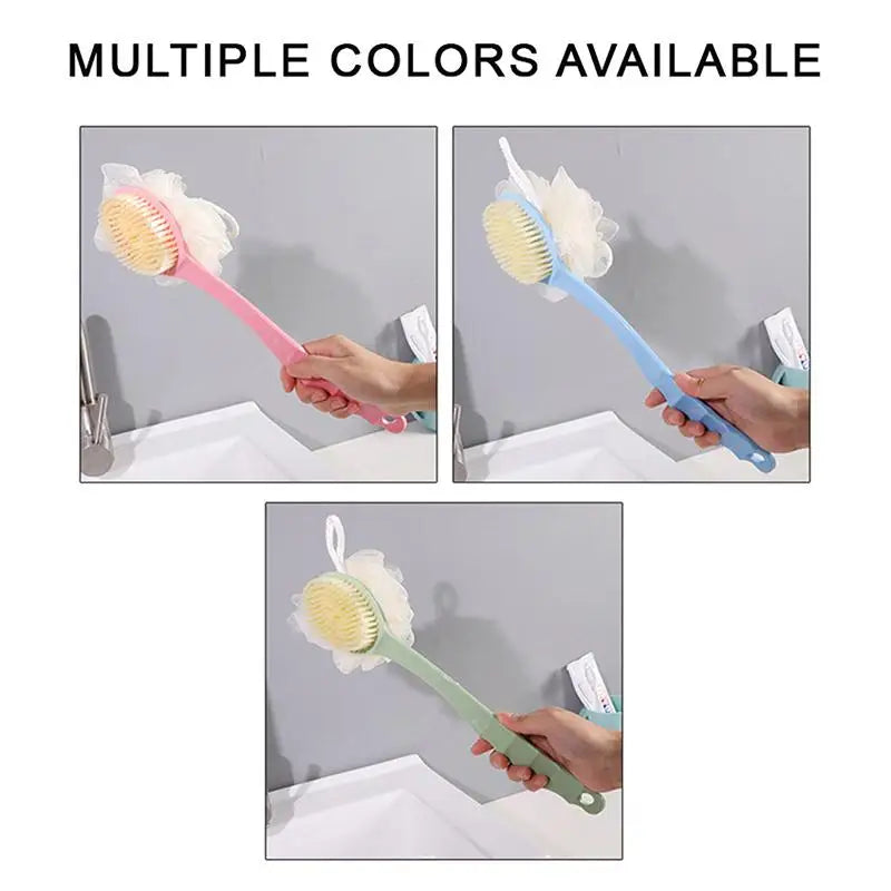 Loofah & Bristle Bath Body Brush – Long Handle Shower Scrubber Bath Body Brush Richie's